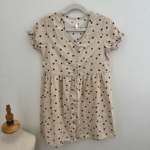 Polka Dot Kids Dress - Cream and Brown